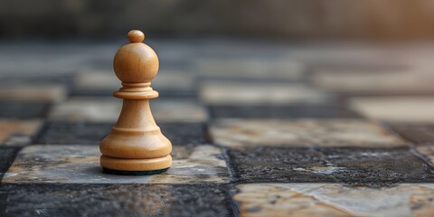 Chess Pawn on Board Strategizing for Growth and Success - obrazy, fototapety, plakaty