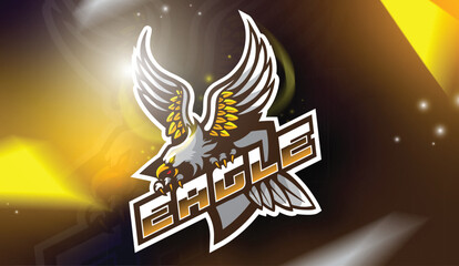 Gold Eagle gaming logo template for esport