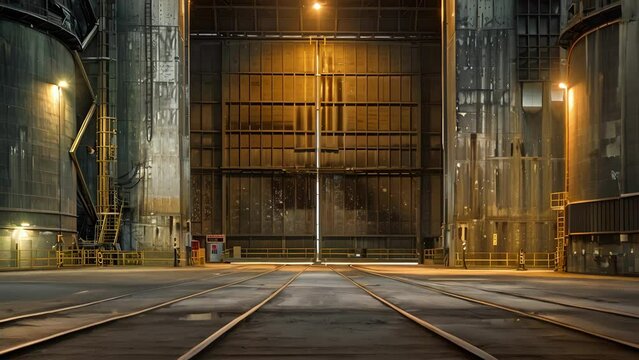 The massive doors of the grain silos loading bays open and close with a resounding thud signaling another batch of grains ready to be stored.