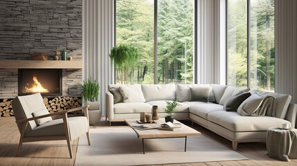 Modern luxurious living room interior composition 