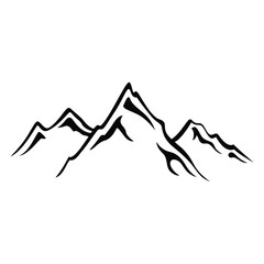 Mountain silhouette - vector icon. Rocky peaks. Mountains ranges. Black and white mountain icon