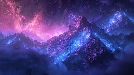 Fototapeta na wymiar Ethereal mountain mist fantasy theme