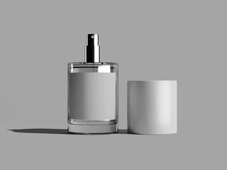 White Blank Perfume Bottle Mockup with Solid Grey Background