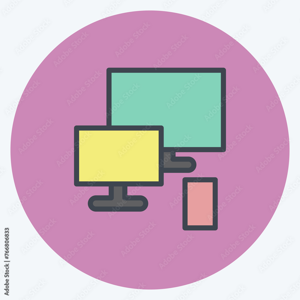 Poster icon responsive. suitable for startup symbol. color mate style. simple design editable. design templ