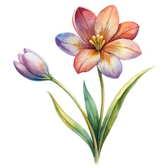 Fototapeta premium cute flowers isolated on white, AI Generated