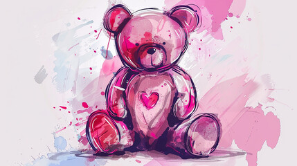 Unique calligraphy phrase in a street fashion style vector art including a cute bear doll .