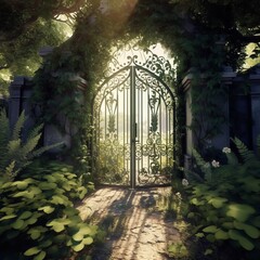 An Open Iron Gate Leads to a Charming Secret G...


