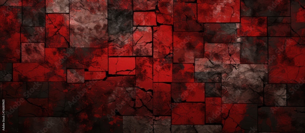 Poster an intricate design of red and black squares creates a modern and stylish wallpaper, suitable for ad