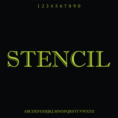 stencil, fun and playful vintage alphabet vector typeset font