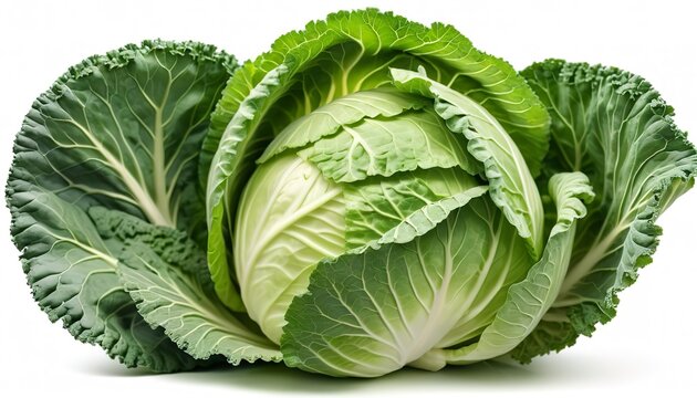 cabbage isolated on white background ,Green leaves pattern