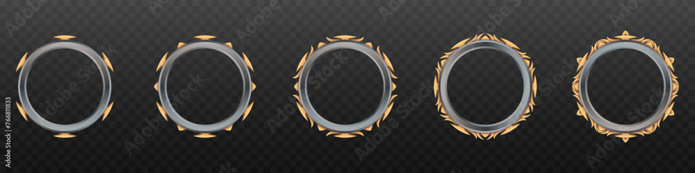 Aufkleber fantasy style metallic silver and gold border game gui avatar banner frames for game ui designs and 