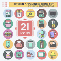 Icon Set Kitchen Appliances. suitable for Kitchen Sets symbol. color mate style. simple design editable. design template vector. simple illustration