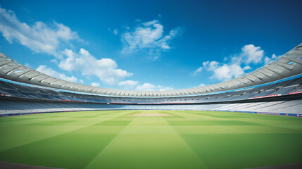 cricket stadium with blue sky - obrazy, fototapety, plakaty
