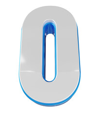 blue white number 0 on transparent background