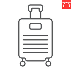 Luggage line icon, summer and tourism, baggage vector icon, vector graphics, editable stroke outline sign, eps 10.