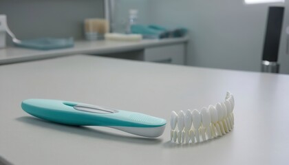 dental equipment and a tooth brush on table