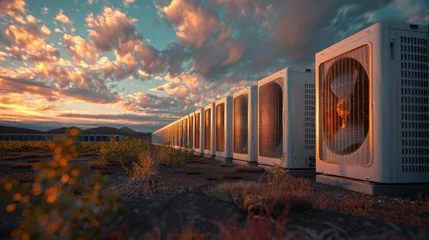 Foto op Plexiglas Air conditioning units in desert at sunset © ladaz
