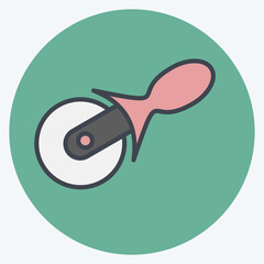 Icon Pizza Cutter. suitable for education symbol. color mate style. simple design editable. design template vector. simple illustration