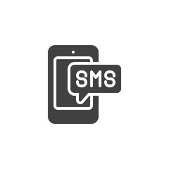 Mobile phone with a text message bubble vector icon - 766816418