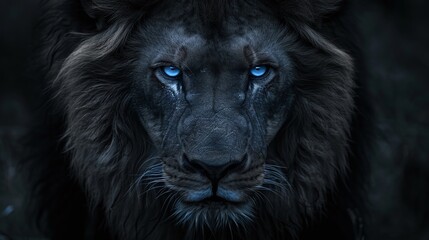 Obraz premium wild male lion face, african predator, majestic king, powerful roar, closeup portrait, nature wildlife, fierce beast