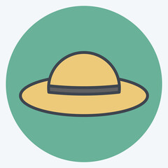 Icon Hat. suitable for Summer symbol. color mate style. simple design editable. design template vector. simple illustration