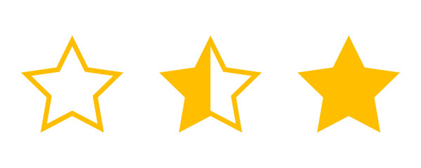 Set yellow star icon flat vector design