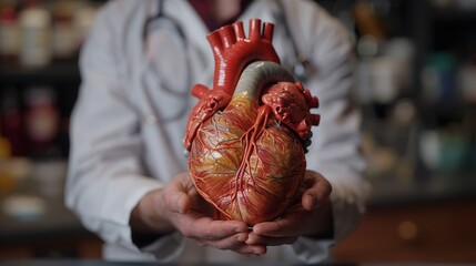 Doctor presenting detailed heart model