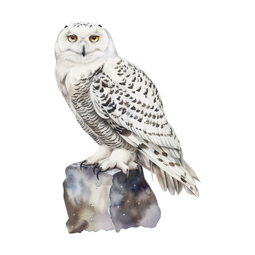 white owl watercolor good quality and good design