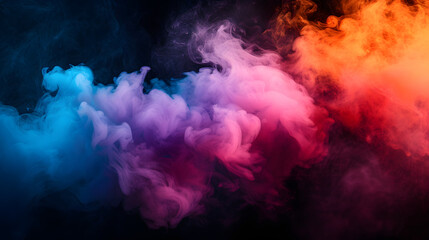 Abstract colorful smoke with a beautiful color composition on a dark background