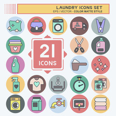 Icon Set Laundry. related to Laundry symbol. color mate style. simple design editable. simple illustration, good for prints