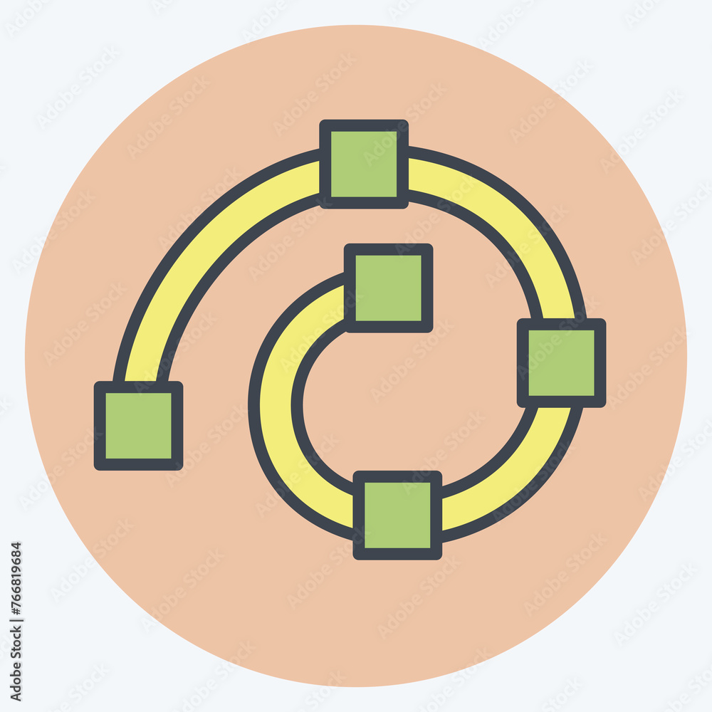 Fototapete icon draw spiral. related to graphic design tools symbol. color mate style. simple design editable. 