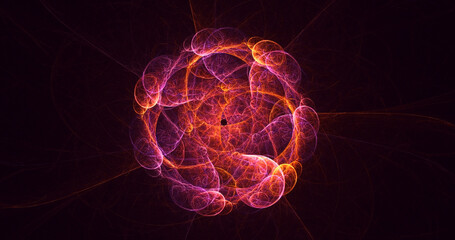 3D rendering abstract multicolored fractal light background with bright center. Its not AI Generatd illustration.