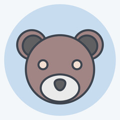 Icon Bear. related to Animal Head symbol. color mate style. simple design editable. simple illustration. cute. education