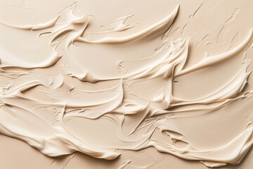 cosmetic smears of creamy texture on a beige background.