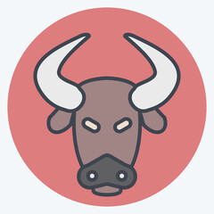 Icon Bison. related to Animal Head symbol. color mate style. simple design editable. simple illustration. cute. education