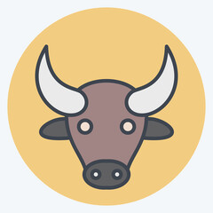 Icon Buffalo. related to Animal Head symbol. color mate style. simple design editable. simple illustration. cute. education