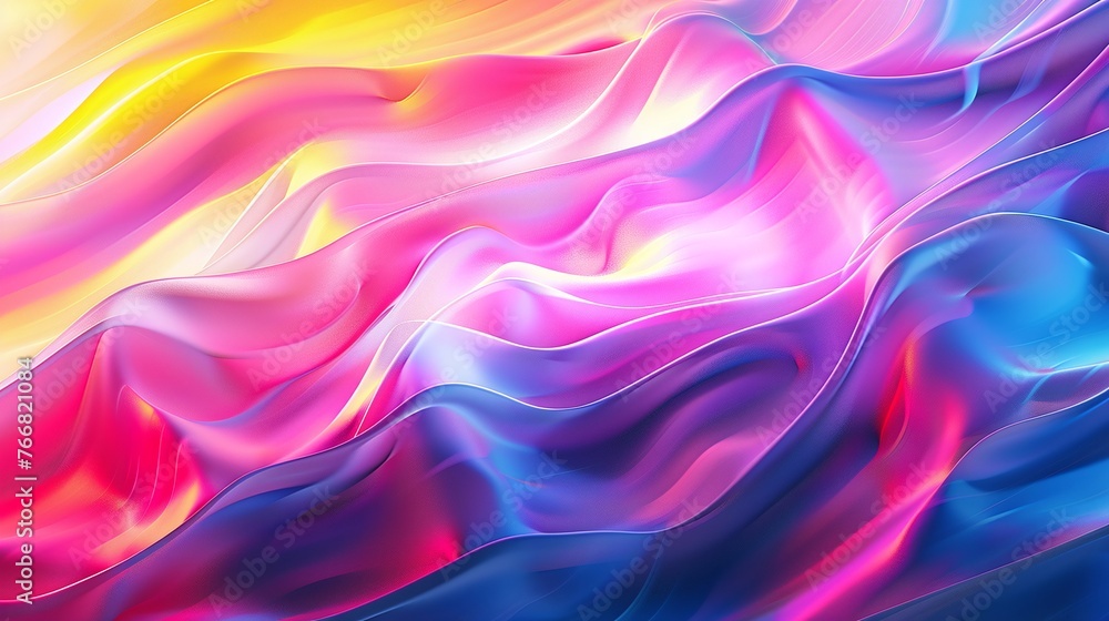 Poster vibrant abstract modern background with multicolored pink blue purple yellow waves in neon gradient 