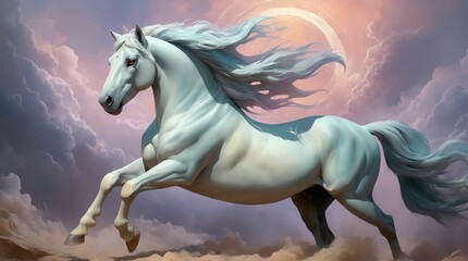 Fantasy Illustration of a wild Horse. Digital art style wallpape
