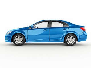 Fototapeta na wymiar A sleek blue sedan car isolated on a white background.