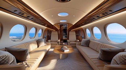 Modern business jet interior