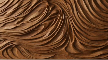 Fototapeta premium Wood art background - Abstract closeup of detailed organic brown wooden waving waves wall texture banner wall. generative.ai