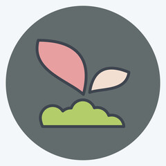 Icon Sprout 2. related to Flora symbol. color mate style. simple illustration. plant. Oak. leaf. rose