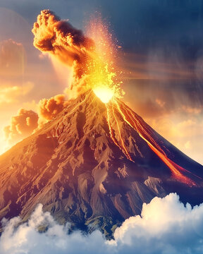 realistic depiction of a natural disaster: volcanic eruption