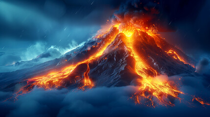 realistic depiction of a natural disaster: volcanic eruption