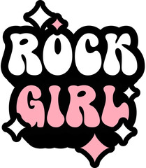 Rock Girl Sticker On Cute Style Design For Sticker, T-Shirt, Mug, Hoodie, Poster & For Any Merchandise Printing On Transparent Background