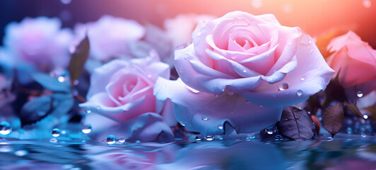 rain in the vast rose garden, ai generative