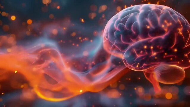 A digital graphic of a brain with different colored areas lighting up illustrating the impact of varying thoughts and emotions on our overall vibrational frequency.