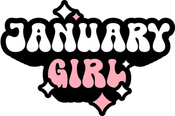 January Girl Sticker On Cute Style Design For Sticker, T-Shirt, Mug, Hoodie, Poster & For Any Merchandise Printing On Transparent Background