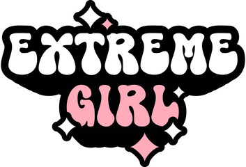 Extreme Girl Sticker On Cute Style Design For Sticker, T-Shirt, Mug, Hoodie, Poster & For Any Merchandise Printing On Transparent Background