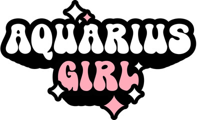 Aquarius Girl Sticker On Cute Style Design For Sticker, T-Shirt, Mug, Hoodie, Poster & For Any Merchandise Printing On Transparent Background